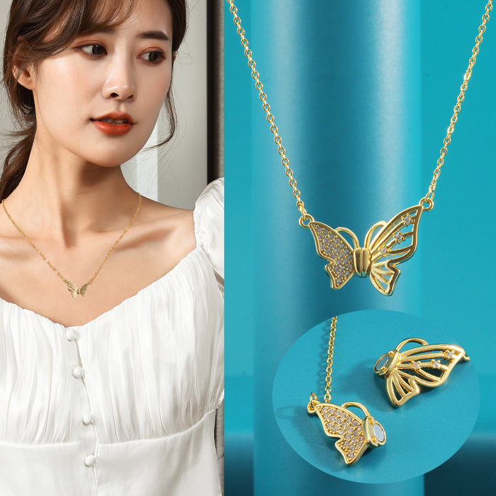 Wholesale Diamond Magnetic Butterfly Necklace Clavicle Chain Elegant Personalized Necklace Chain