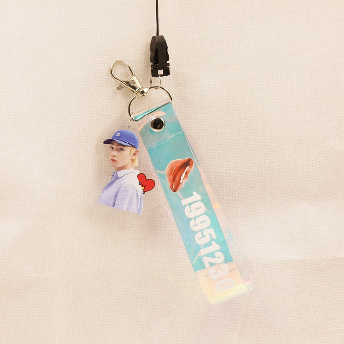 Wholesale Transparent Laser Lanyard Acrylic Keychain JDC-KC-HanTian017