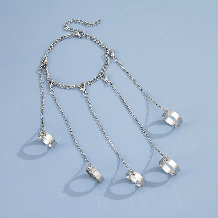 Wholesale Fashionable punk style creative finger linked bracelet ring detachable accessory