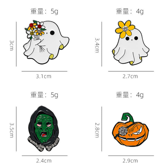 Wholesale Stylish Brooch Pin Cute Ghost Pumpkin Design Alloy Enamel Badge For Bag Charm And Office Decor