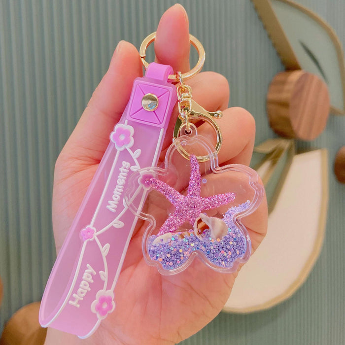 Wholesale Acrylic Ocean Quicksand Oil-filled Keychain JDC-KC-KuM009