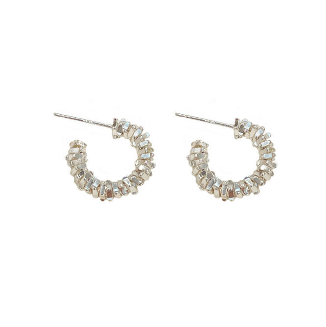 Wholesale Fashion Irregular Silver C-shaped Earrings JDC-ES-XDN015