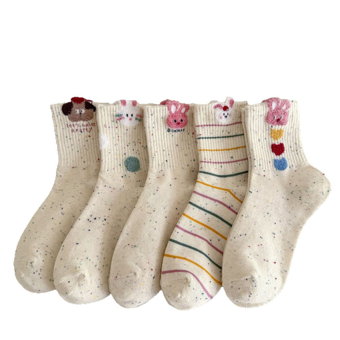 Wholesale New Socks Children's Cartoon Love Rabbit Dot Yarn Women's Middle Tube Cotton Socks