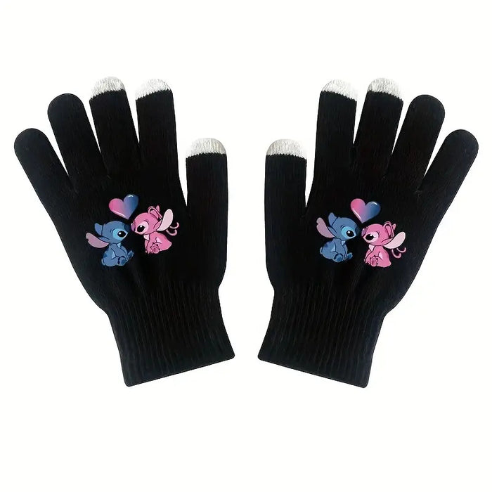 Wholesale Anime-themed Cartoon Printed Knitted Warm Cycling Touchscreen Gloves