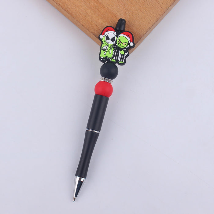 Wholesale Cartoon Christmas Santa Claus Silicone Plastic Bead Pen JDC-PN-GuangTian011