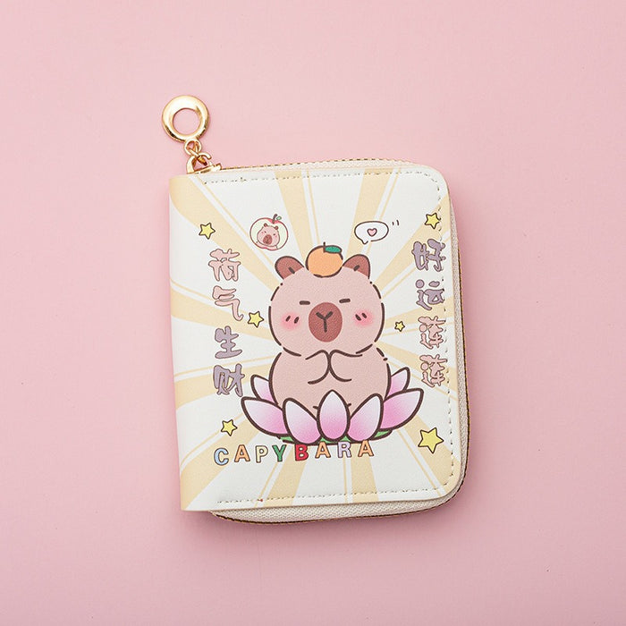 Wholesale Cute Cartoon Short PU Capi Bara Children Student Simple Coin Purse Card Holder Wallet JDC-WT-QT003