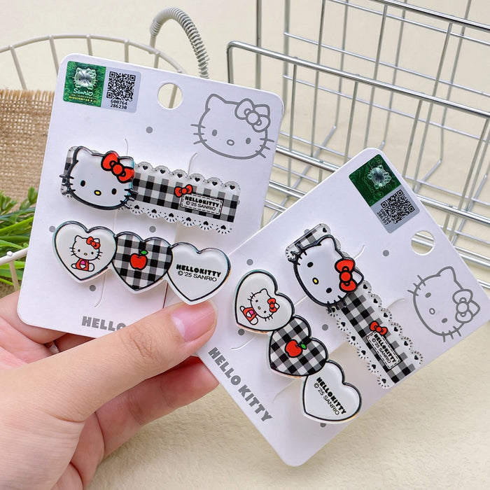 Wholesale Cute cartoon checkered heart-shaped side hair clip