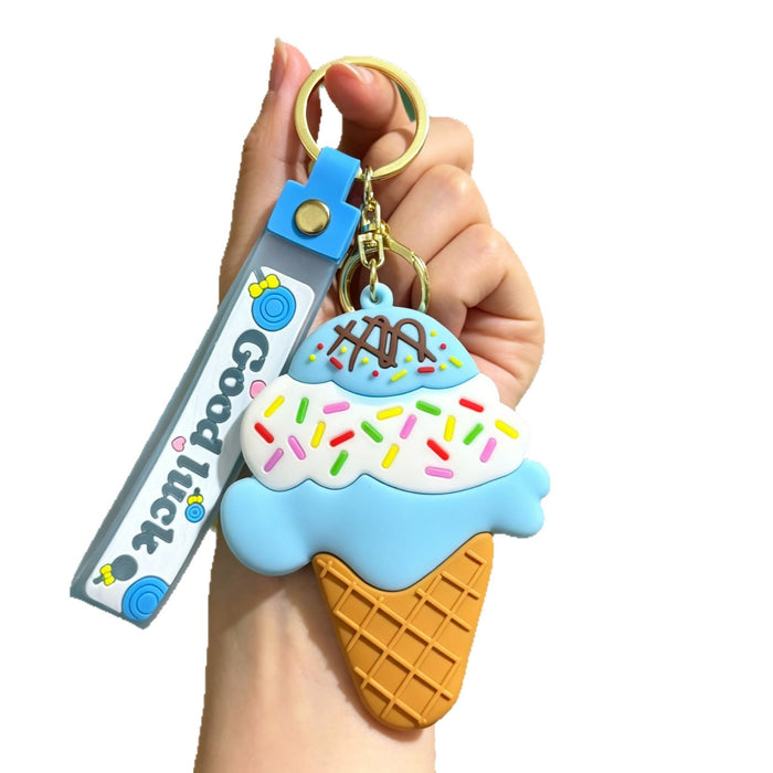 Wholesale Silicone PVC Cartoon Ice Cream Keychain Fashion Accessory Gift for Birthday Boutique Resale