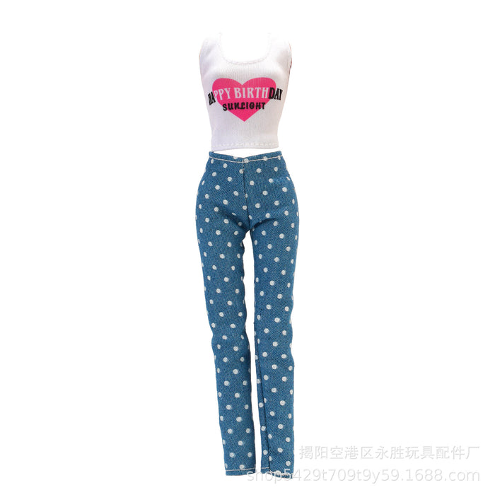 Wholesale doll versatile  travel variety of striped shirt jeans toy accessories