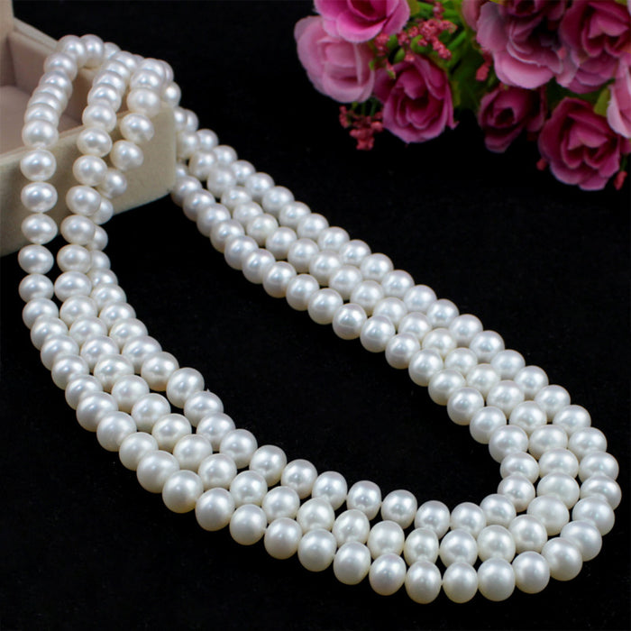 Wholesale  Pearl Necklace Woolen Chain Long Women's All-match Pendant Double Decorations