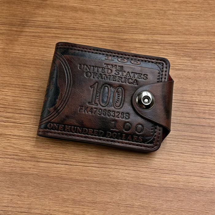 Wholesale Vintage PU Leather Wallet with US Dollar Pattern and Multi-Card Slots MOQ≥2