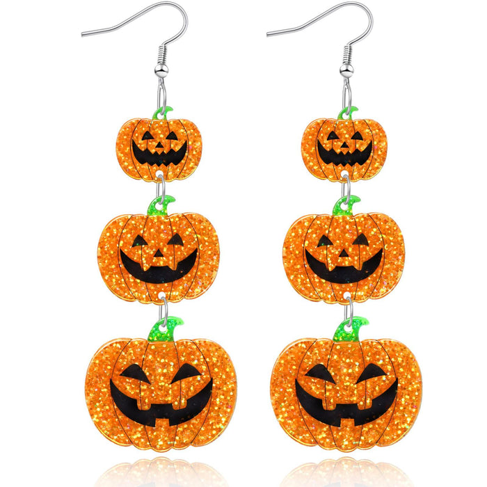 Wholesale Retro  Acrylic Earrings Pumpkin Bat Skull Jewelry Accessory For Women Party Wear Boutique Resale