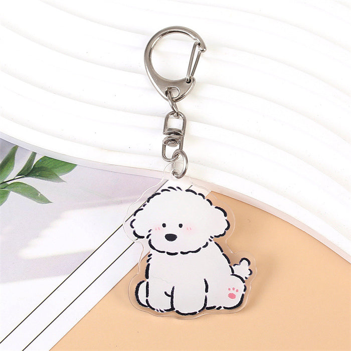 Wholesale Double-Sided Acrylic Cartoon Bichon Puppy Keychain Cute Bag Charm MOQ≥2