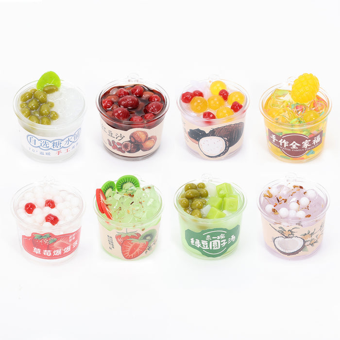 Wholesale Summer Dessert Miniature Food Charm Herbal Jelly Drink Keychain Decorative Bag Accessory Chic Boutique Gift