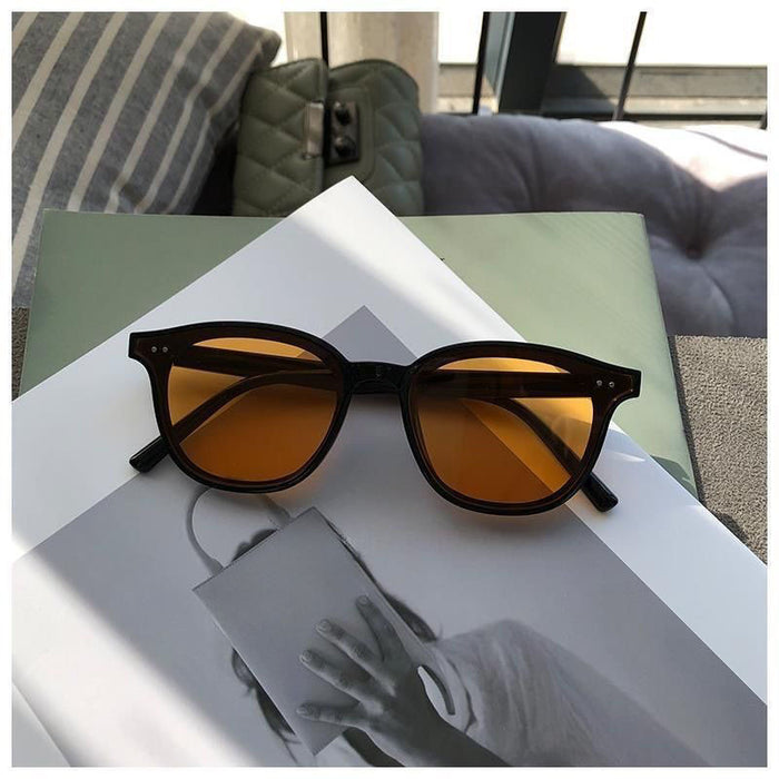Wholesale Tea Color Film Sunglasses Men's and Women's Same Sunglasses  Driving Anti-UV Glasses Orange Yellow Lens