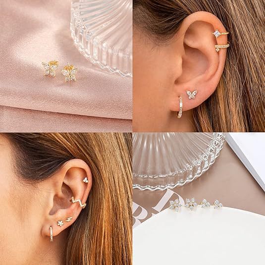 Wholesale Minimalist Crystal Butterfly Earrings with Golden Geometric Earrings