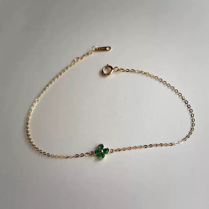 Wholesale Pure silver gold-plated bracelet with feminine temperament, simple and versatile. Green gold bracelet