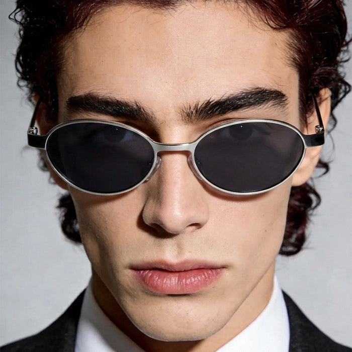 Wholesale Trendy Retro Oval Metal Sunglasses with Gold Frame and Gray Lenses Fashion Accessory