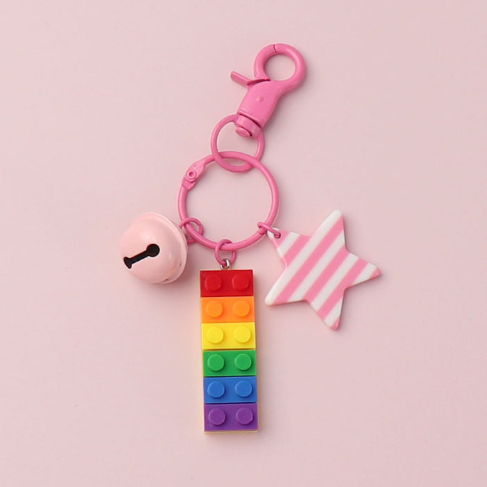 Wholesale Plastic Rainbow Building Block Keychain JDC-KC-CYa012