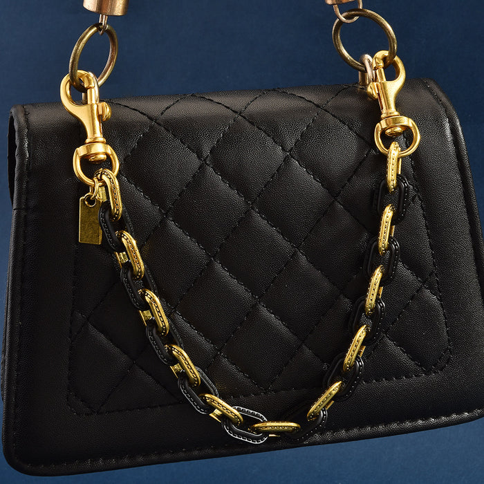 Wholesale Trendy Gold Tone Triple Row Metal Bag Chain With Retro Cross And Crown Motifs Fashion Accessory