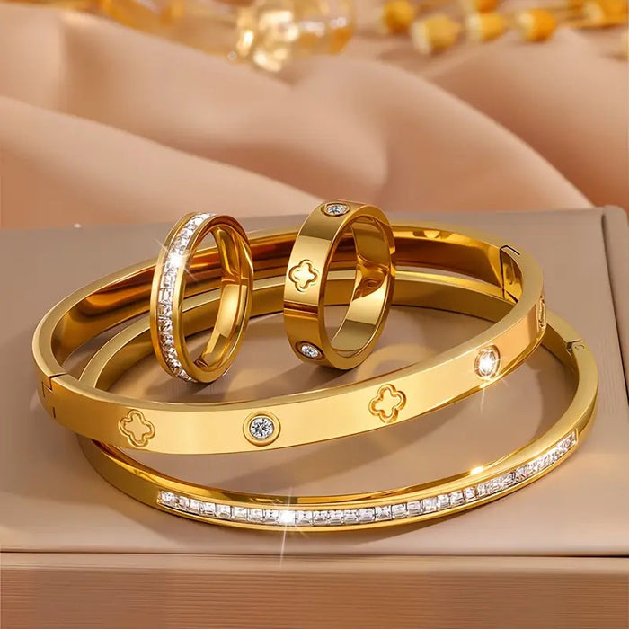 Wholesale Stainless steel diamond-encrusted bracelet ring