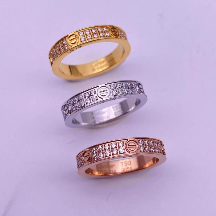 Wholesale Stainless Steel Narrow Diamond Stud Ring JDC-RS-Jinh003