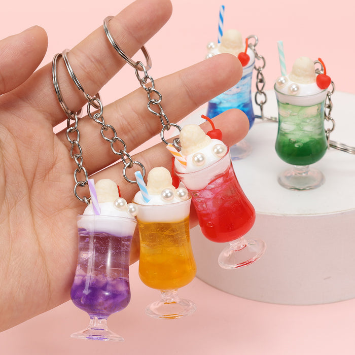 Wholesale Trendy Simulated Juice Cup Pendant Keychain Bag Charm MOQ≥2