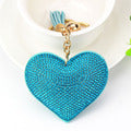 Wholesale Chic Heart Rhinestone Leather Tassel Keychain Fashion Bag Charm Car Key Accessory