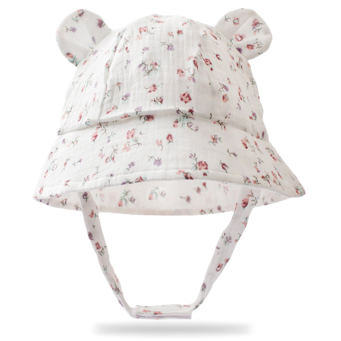 Wholesale Summer Baby Printed Gauze Basin Hat Children's Rabbit Ear Sunshade Hat Fisherman Hat JDC-FH-ZB002