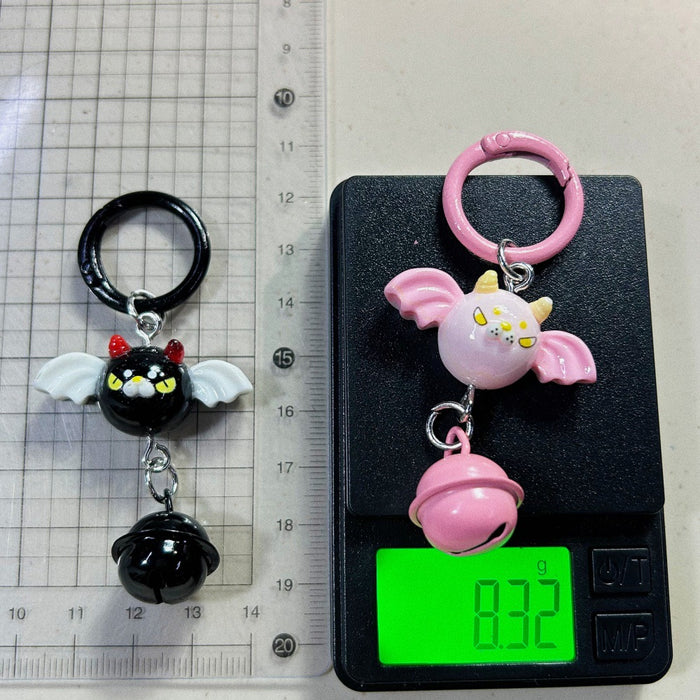 Wholesale  Elf Bell Keychain Pink Black Resin Cute Couple Gift Bag Charm