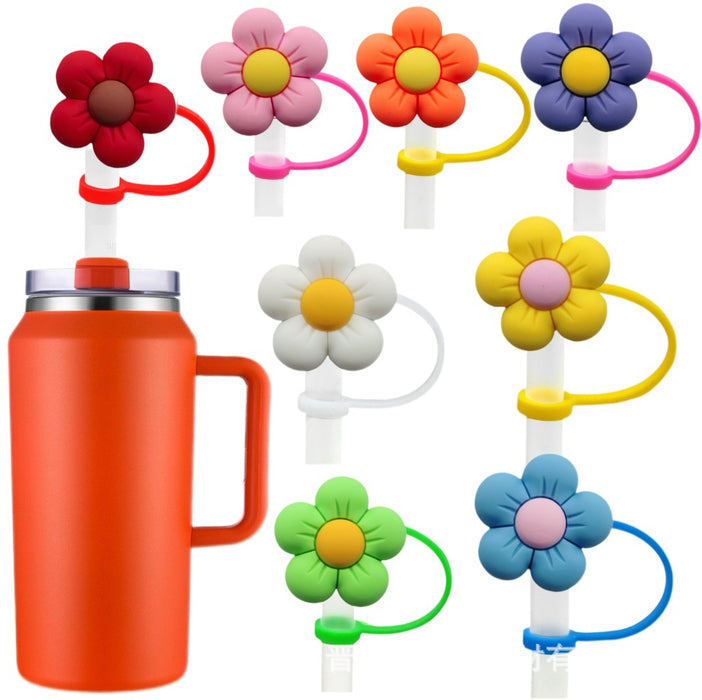 Wholesale New Colorful Flower Series Straw Cap Creative DIY Straw Stopper Reusable Straw Decorative Straw Cover
