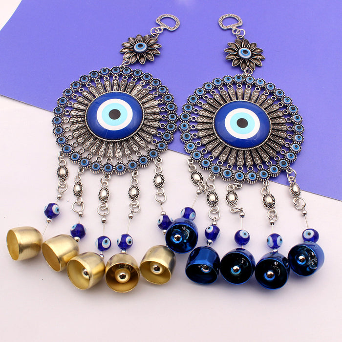 Wholesale Sunflower glass blue eyes blue copper bell pendant pendant