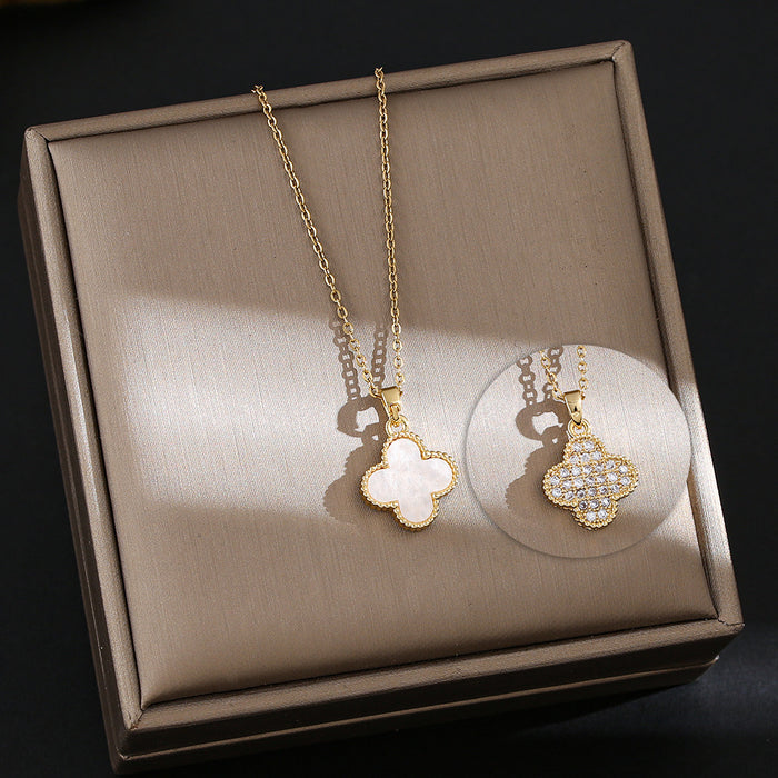 Wholesale four-leaf clover titanium steel necklace women's choker necklace
