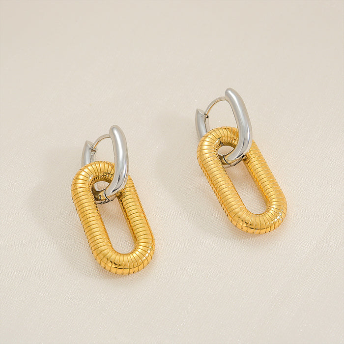 Wholesale Statemente Earrings Stainless Steel Square Thread Earrings