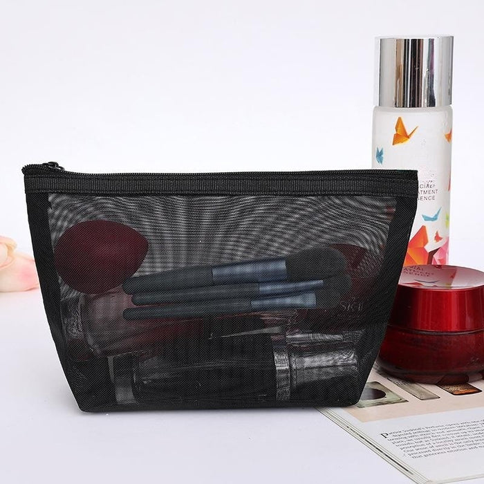 Wholesale Modern Minimalist Mesh Cosmetic Bag Travel Storage Pouch For Makeup Brushes And Daily