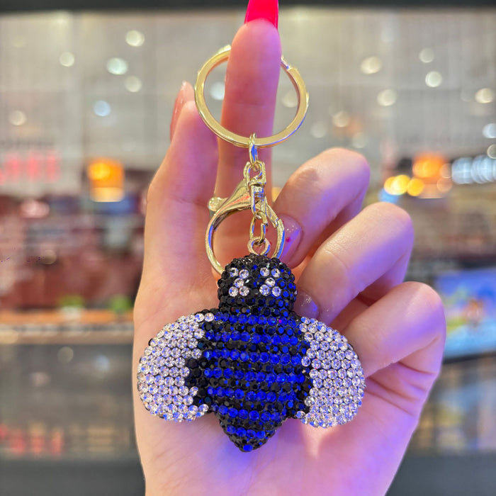 Wholesale 3D Rhinestone Bee Keychain For Women Party Bag Charm Decorative Accessory