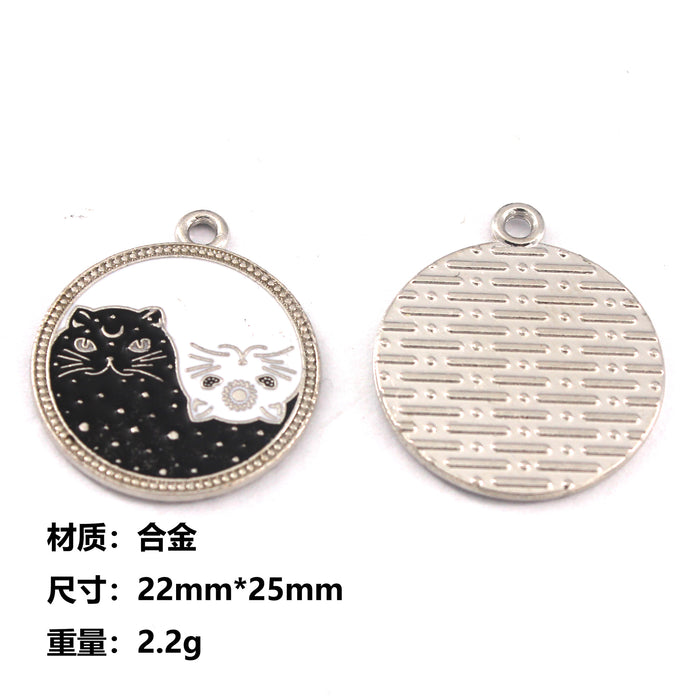 Wholesale 10pcs Cute Black Cat Dagger Alloy Oil Dropping Funny Jewelry Pendant Keychain Pendant Accessories