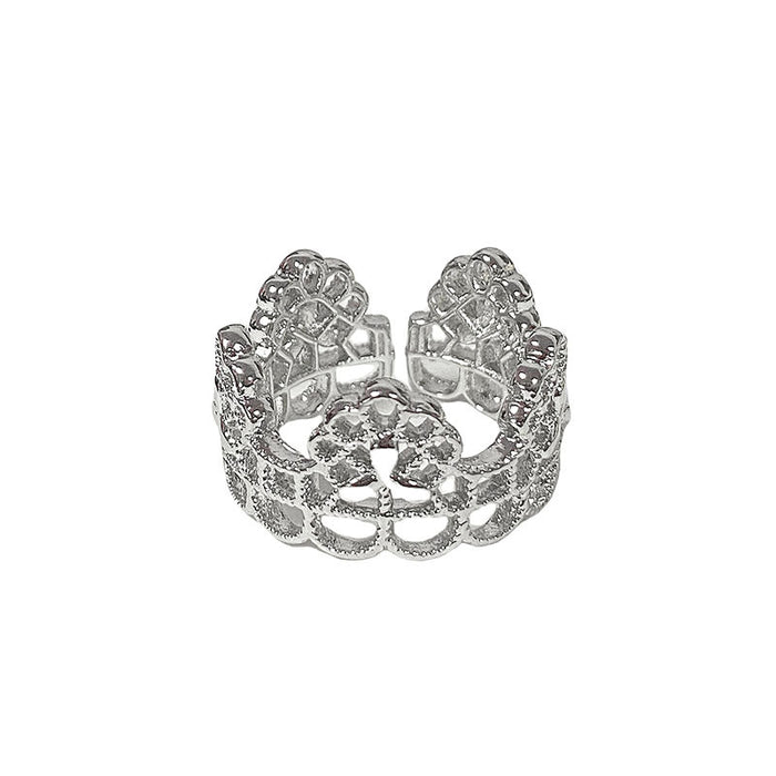 Wholesale Hollow flower ring with versatile design, light luxury and high-end feel
