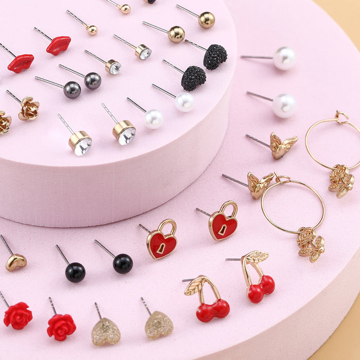 Wholesale Heart-Shaped Earring Set Combination  Jewelry