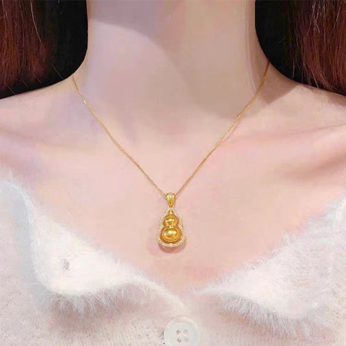 Wholesale Golden gourd necklace, women's light luxury high-end rotatable pendant, good luck gift
