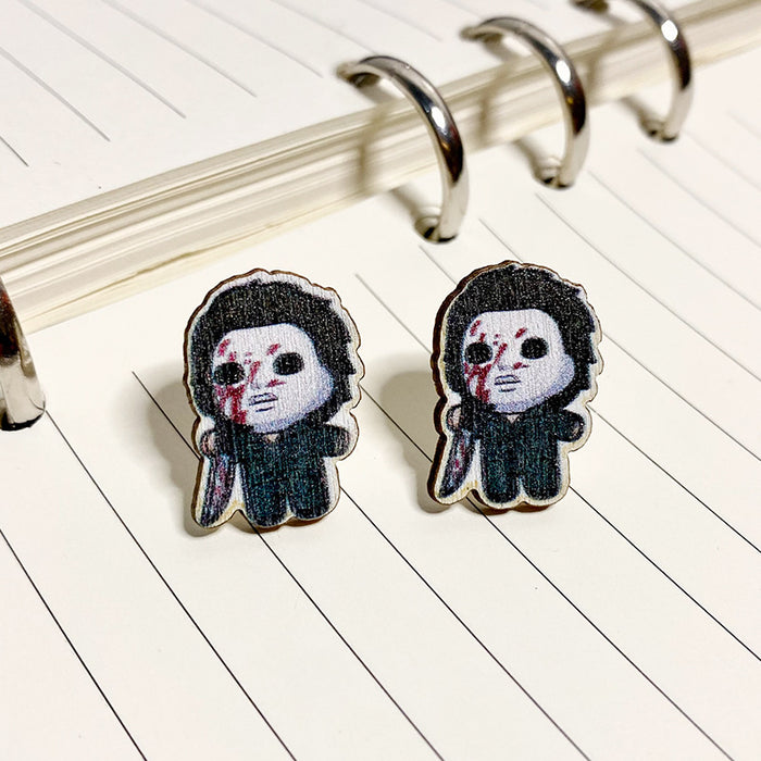 Wholesale  wooden stud earrings printing exaggerated holiday earrings