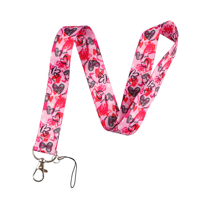 Wholesale Heart-shaped work ID card holder with phone lanyard Keychain and sliding hard case