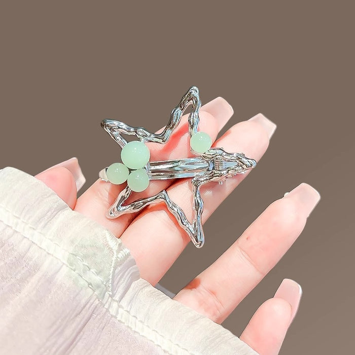 Wholesale Pearl star hairpin, forehead, broken hair, side clip, duckbill clip, edge clip, cute clip