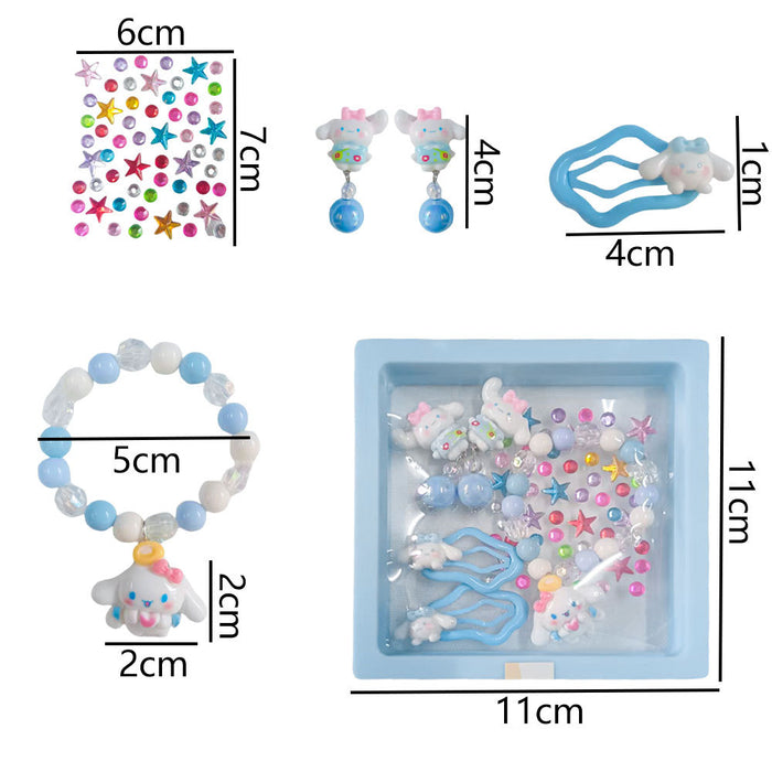 Wholesale Children's Bracelet Gift Box Set Cartoon Earrings Cute Hairpin Princess Face Sticker