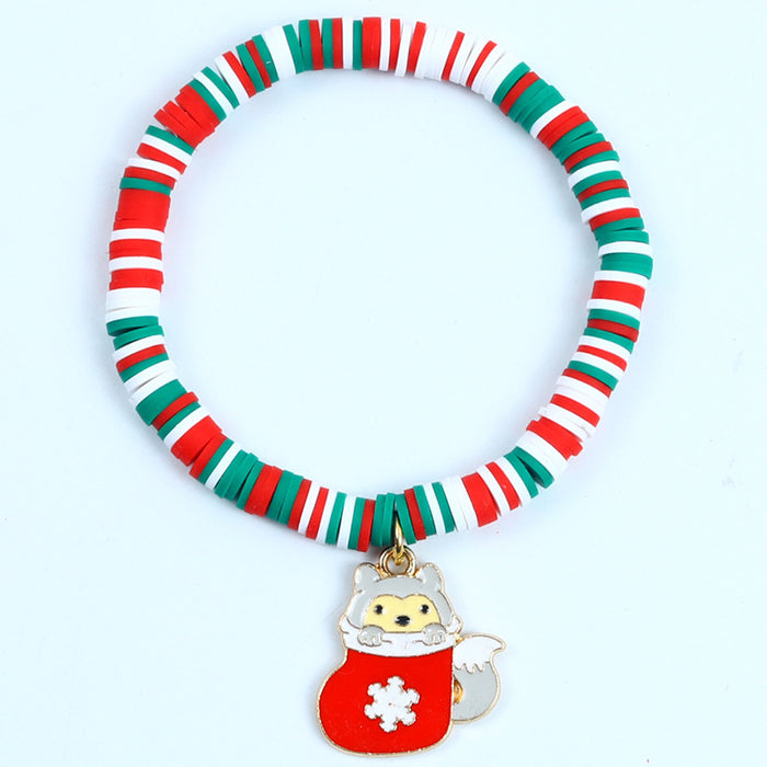 Wholesale Christmas Soft y Bracelet Beaded suit Santa Bell Gift Bracelet