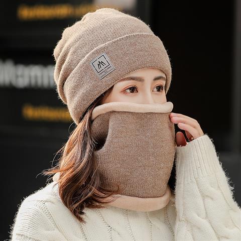 Wholesale Hat Women's Winter Leisure Cycling Warm Fleece-lined Thickened Cold-proof Ear Protector Women's Neck Wool Cap Autumn and Winter