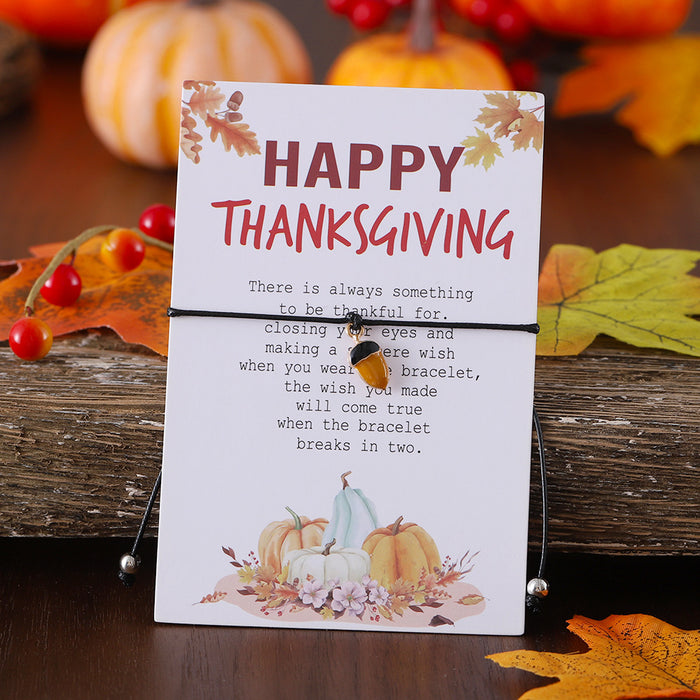 Wholesale Thanksgiving Personalized Creative Maple Leaf Turkey Pine Cone Bracelet Simple Color Card Jewelry
