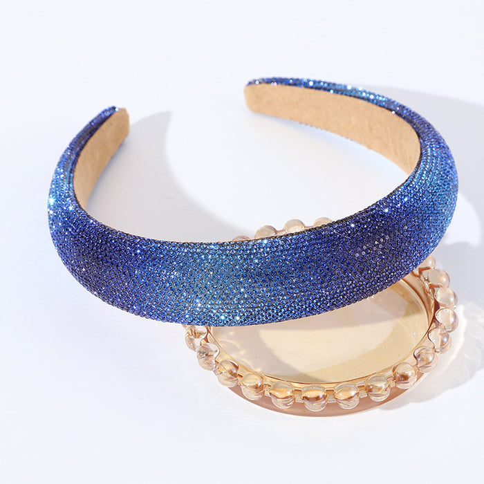 Wholesale Shiny rhinestone gradient sunset afterglow headdress full of diamonds simple high-end full diamond headband headdress for women