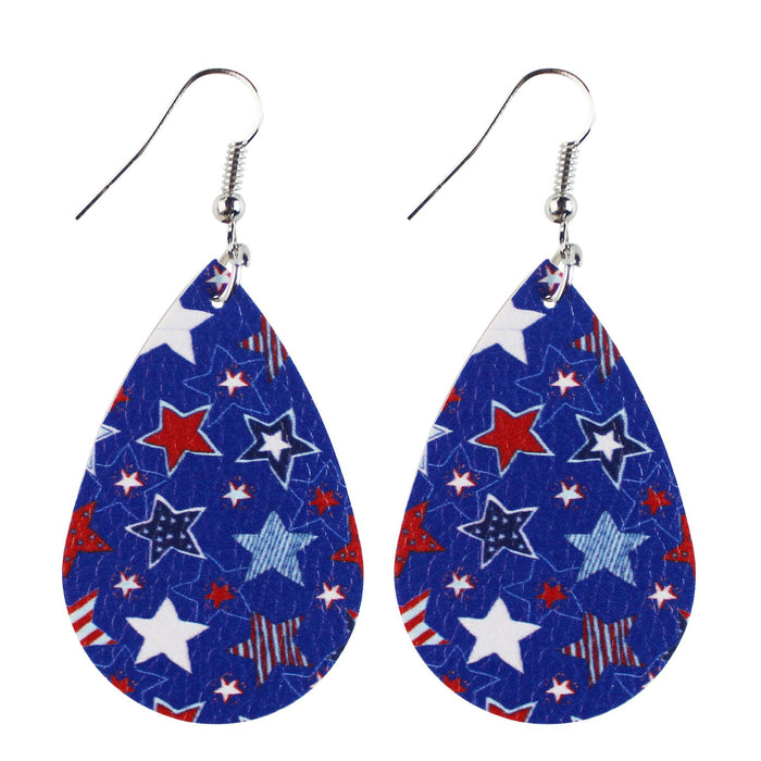 Wholesale Leather earrings with printed pentagram PU leather earrings and water droplet multi-layer earrings wholesale