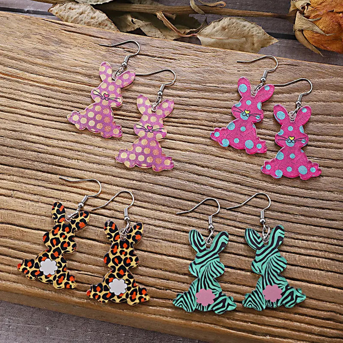 Wholesale  cartoon cute Easter pattern rabbit earrings  color acrylic ear jewelry